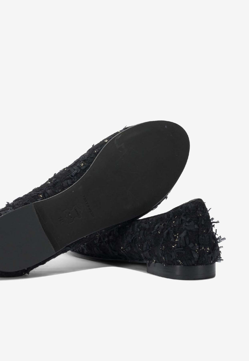 Tory Burch Cap-Toe Tweed Ballet Flats Blue 177191400_f444b618-0b20-47f1-8a30-03032e8592a0