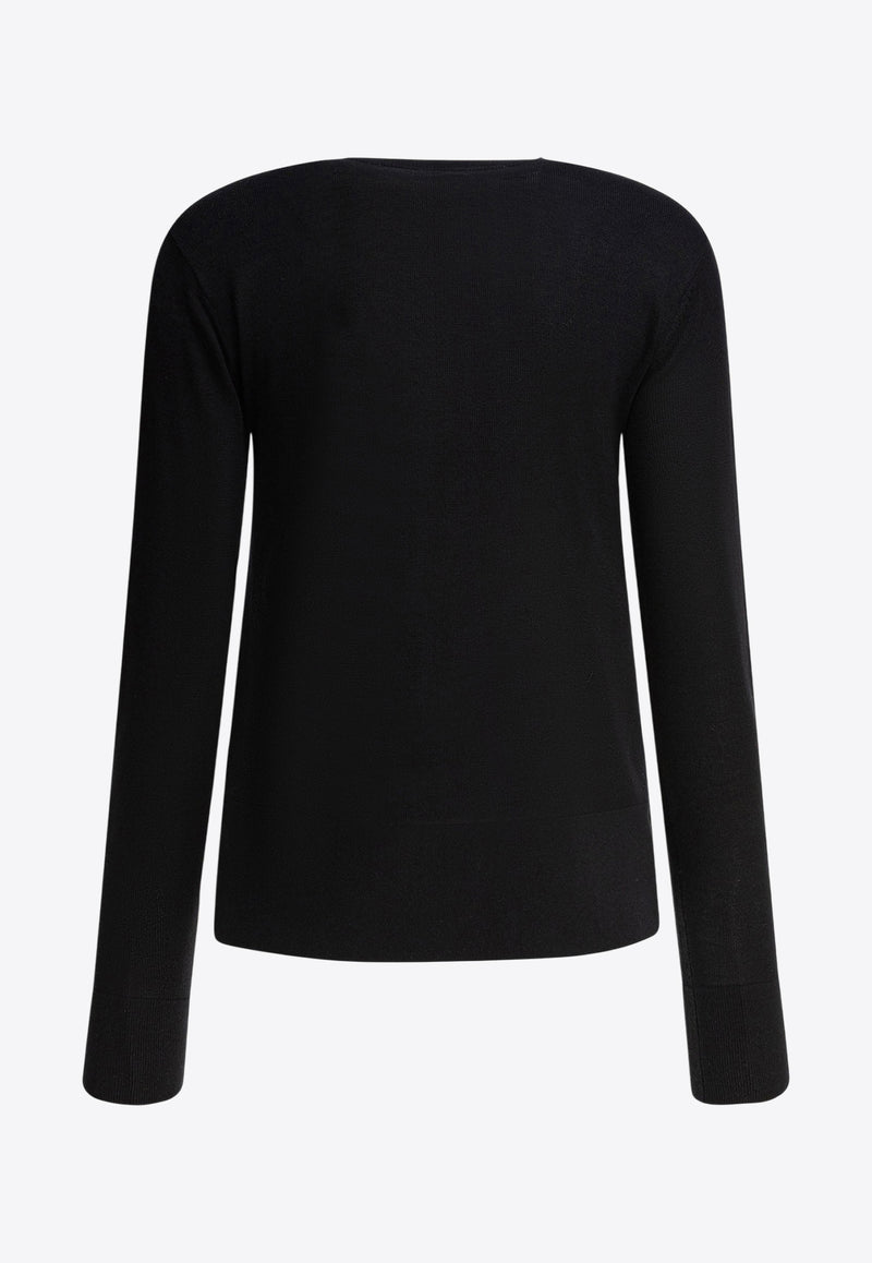 Toteme Wool Crewneck Cardigan Black 243-WRT0329-YA0079001_81586