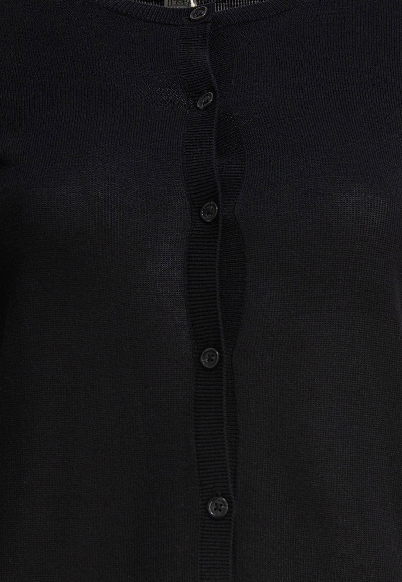 Toteme Wool Crewneck Cardigan Black 243-WRT0329-YA0079001_81586