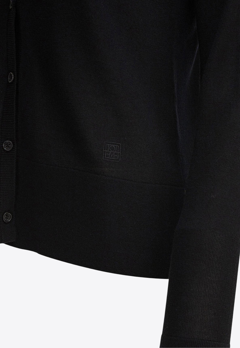 Toteme Wool Crewneck Cardigan Black 243-WRT0329-YA0079001_81586