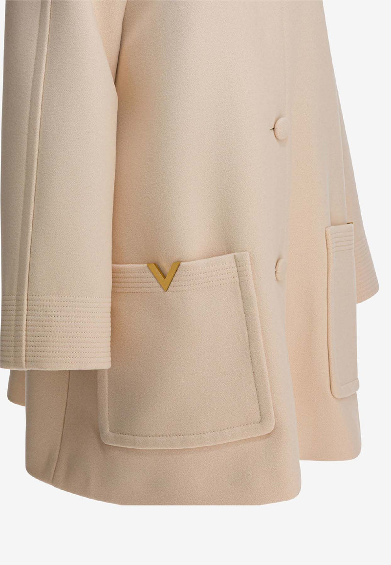 Valentino Single-Breasted Buttoned Coat Beige 7B0CA3Z79UKET5_1e998fff-067e-4920-9b85-d438a3198d43