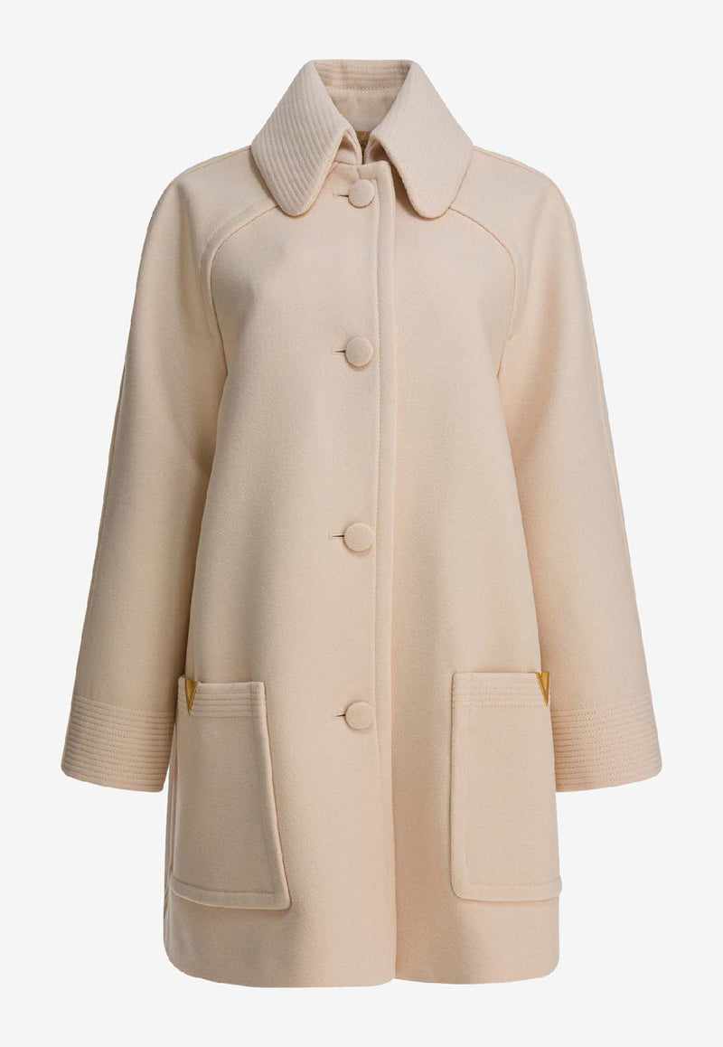 Valentino Single-Breasted Buttoned Coat Beige 7B0CA3Z79UKET5_1e998fff-067e-4920-9b85-d438a3198d43