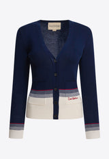 Valentino Essential Chez Logo Wool Cardigan Blue 7B3KA12A9GQ0W6_82910