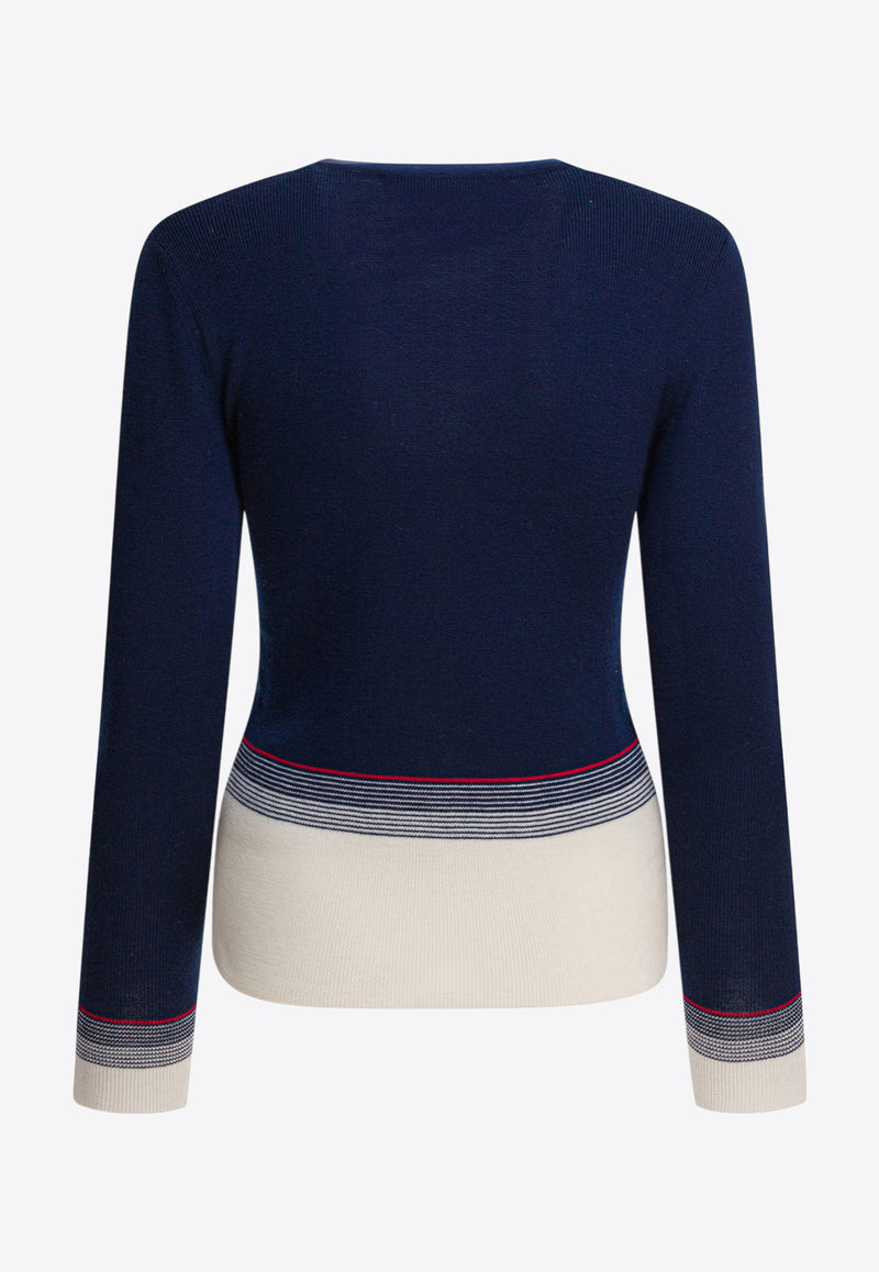 Valentino Essential Chez Logo Wool Cardigan Blue 7B3KA12A9GQ0W6_82910