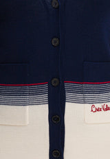 Valentino Essential Chez Logo Wool Cardigan Blue 7B3KA12A9GQ0W6_82910