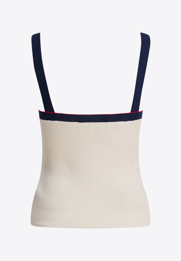 Valentino Chez Logo Wool Tank Top White 7B3KM06A9GQDWL_82819