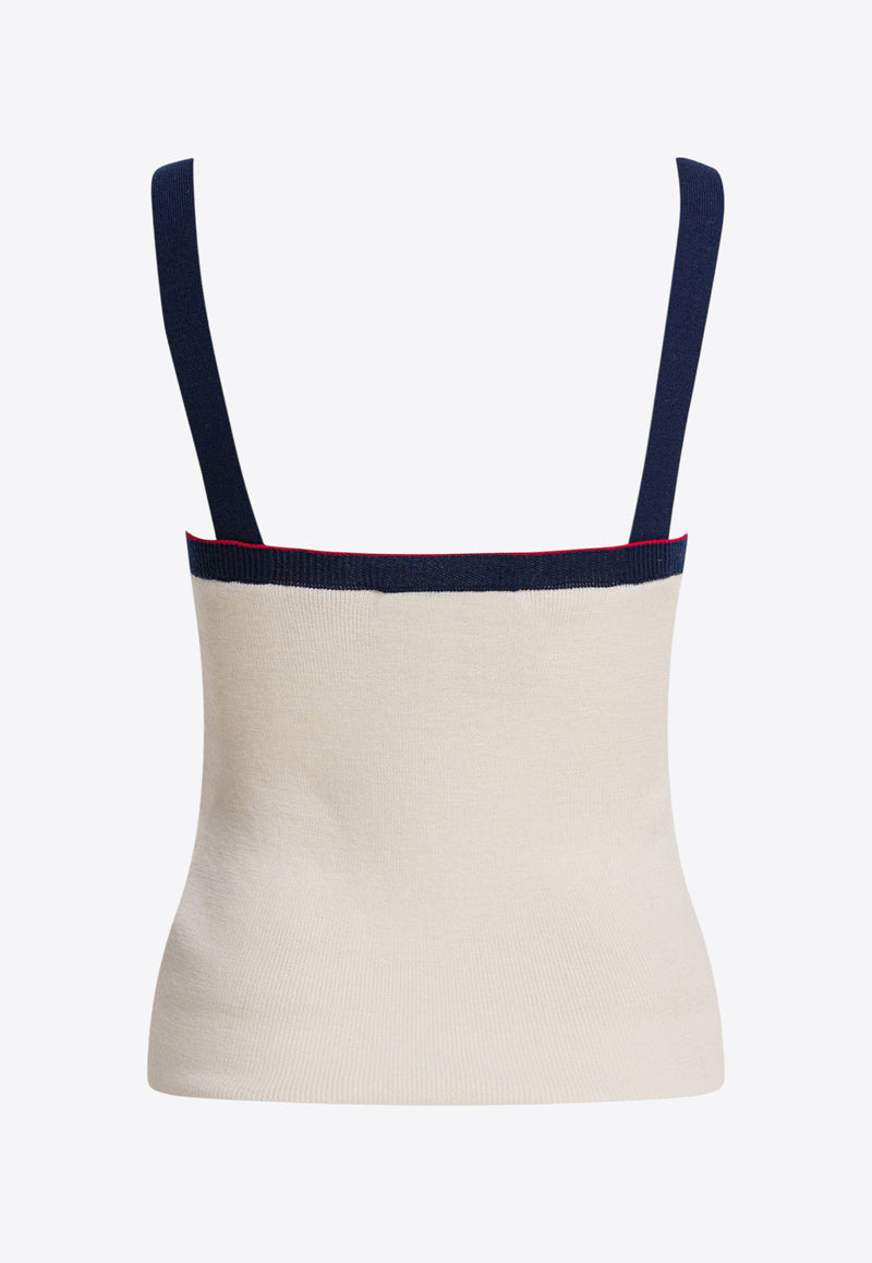 Valentino Chez Logo Wool Tank Top White 7B3KM06A9GQDWL_82819