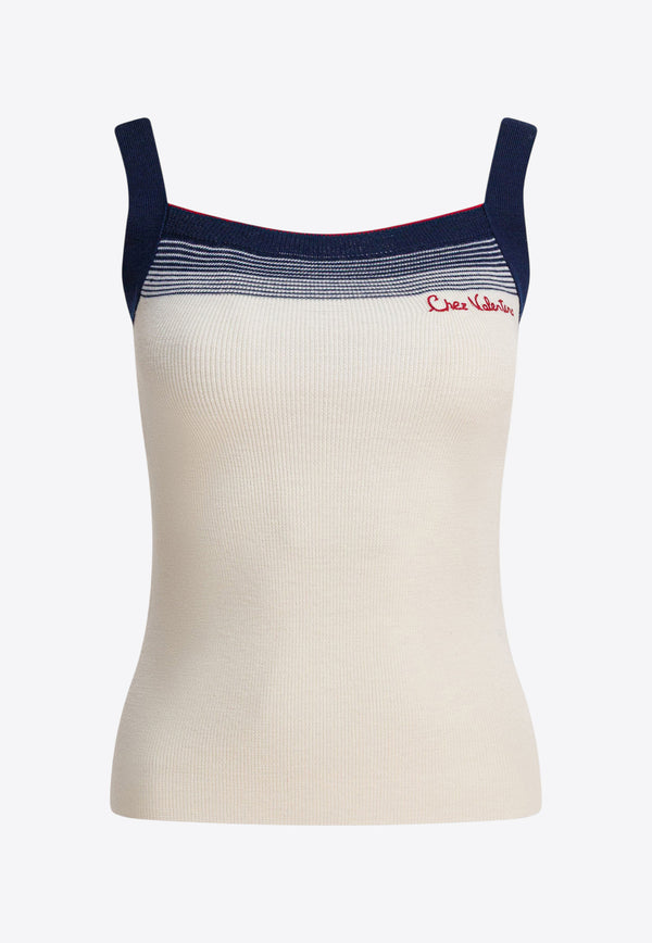 Valentino Chez Logo Wool Tank Top White 7B3KM06A9GQDWL_82819
