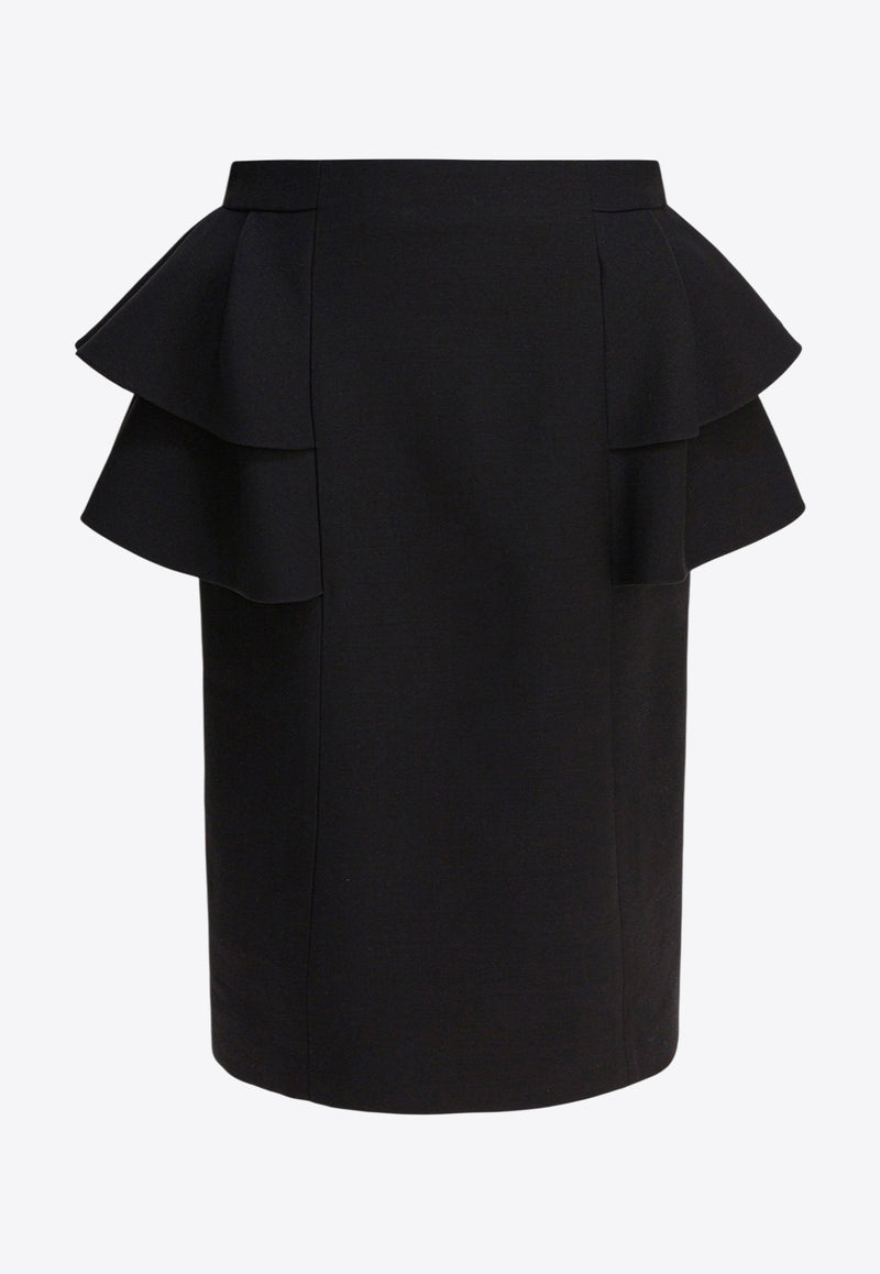 Valentino Crepe Couture Ruffled Skirt Black 7B3RADJ51CF0NO_82791