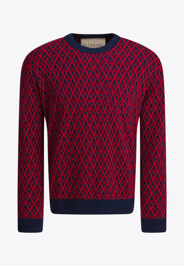 Valentino Toute La V Jacquard Sweater Red 7V3KC33KAR0BR5_95cd566d-ee1e-4fdb-afd7-1b1e97c0b625