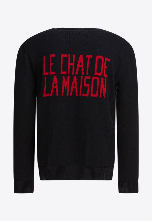 Valentino Chat De La Maison Patch Wool Sweater Black 7V3KC35IB2V0NO_82807