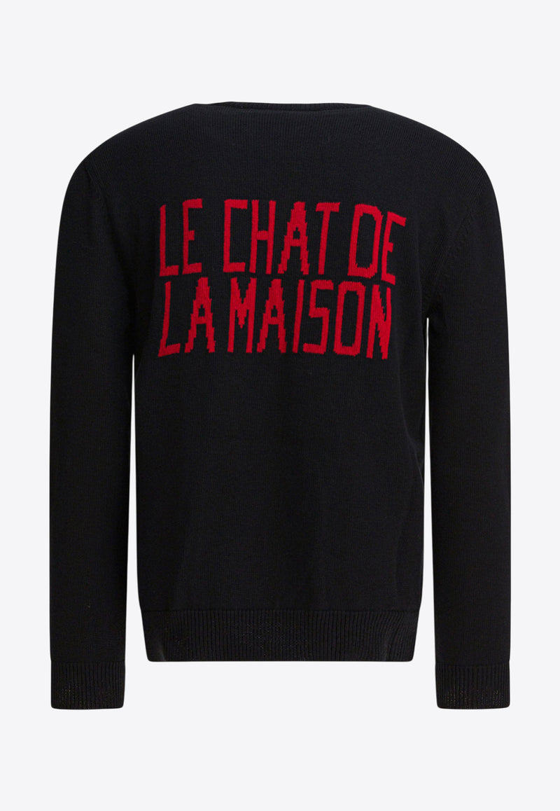 Valentino Chat De La Maison Patch Wool Sweater Black 7V3KC35IB2V0NO_82807