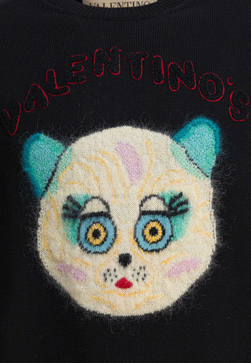 Valentino Chat De La Maison Patch Wool Sweater Black 7V3KC35IB2V0NO_82807