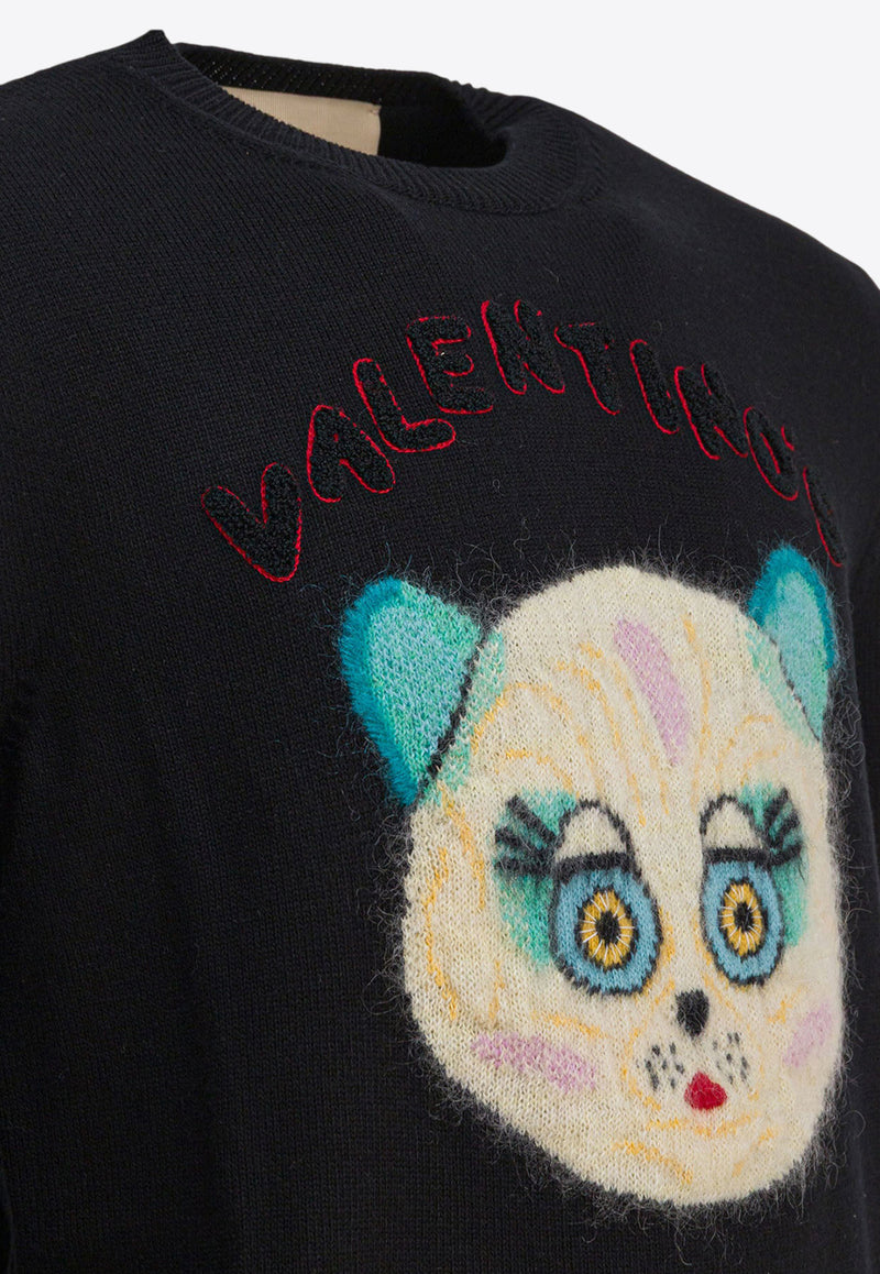 Valentino Chat De La Maison Patch Wool Sweater Black 7V3KC35IB2V0NO_82807