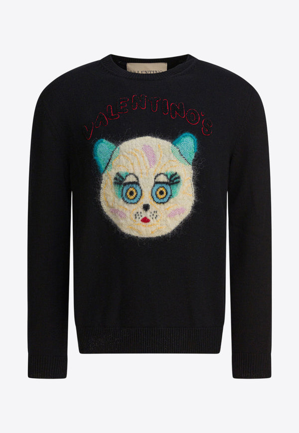 Valentino Chat De La Maison Patch Wool Sweater Black 7V3KC35IB2V0NO_82807