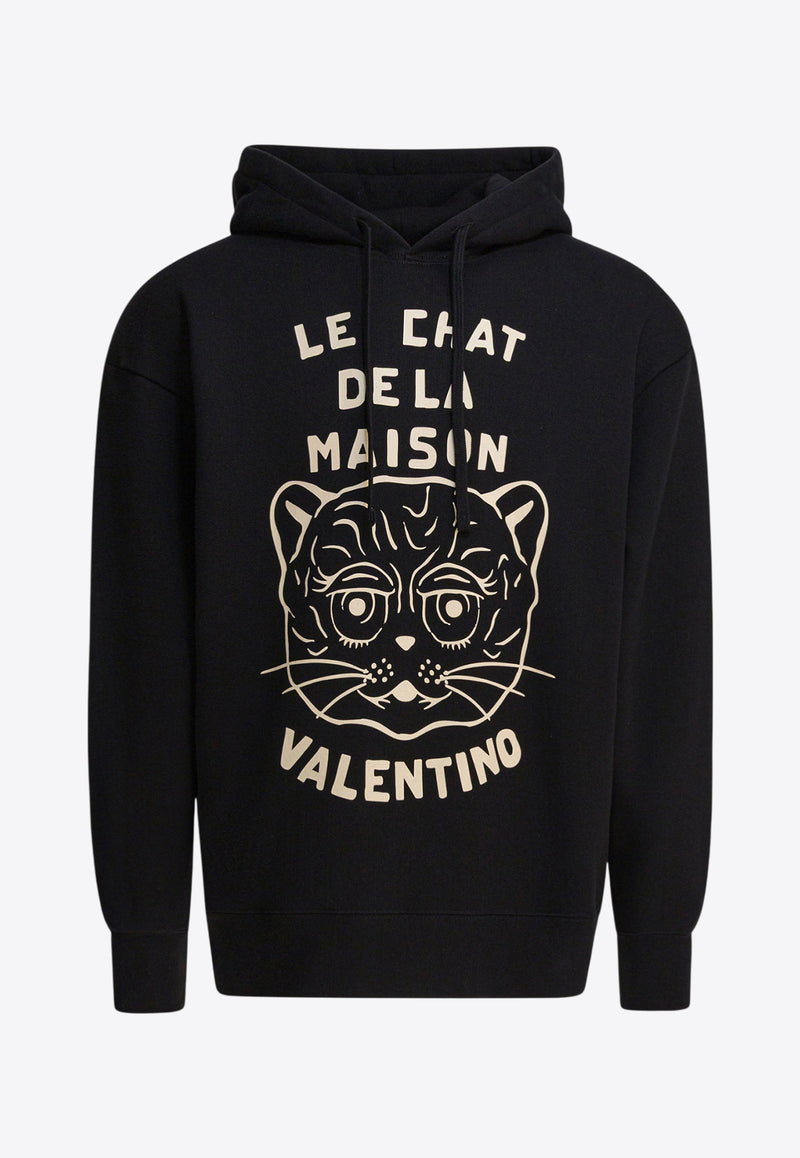 Valentino Chat De La Maison Patch Drawstring Hoodie Black 7V3MF28NB339RA_82548