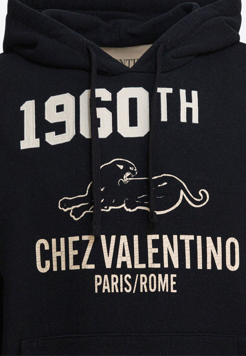 Valentino Chez Logo Print Drawstring Hoodie Black 7V3MF29MB1M9RA_82494