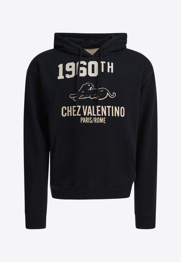 Valentino Chez Logo Print Drawstring Hoodie Black 7V3MF29MB1M9RA_82494