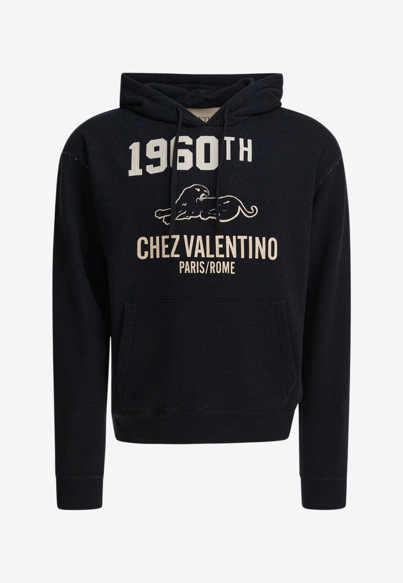 Valentino Chez Logo Print Drawstring Hoodie Black 7V3MF29MB1M9RA_82494