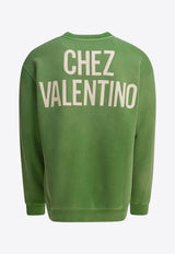 Valentino Chez Logo Print Sweatshirt Green 7V3MF29NAYH9LR_82546