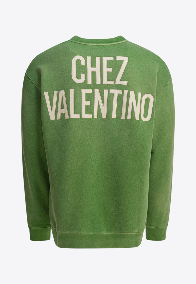 Valentino Chez Logo Print Sweatshirt Green 7V3MF29NAYH9LR_82546
