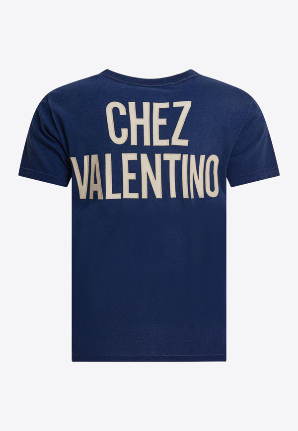 Valentino Chez Logo Printed T-shirt Blue 7V3MG17EAYDAEW_3ea106de-c753-4375-a369-2d5c2fdf873b