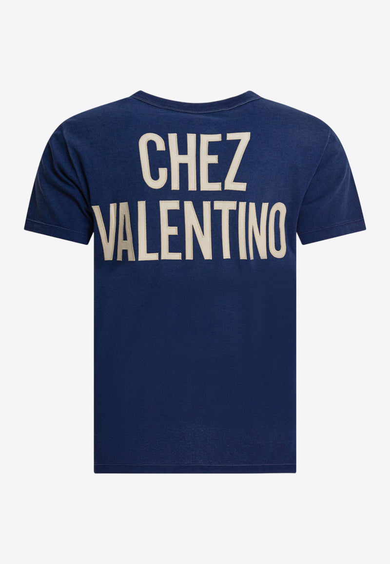 Valentino Chez Logo Printed T-shirt Blue 7V3MG17EAYDAEW_3ea106de-c753-4375-a369-2d5c2fdf873b