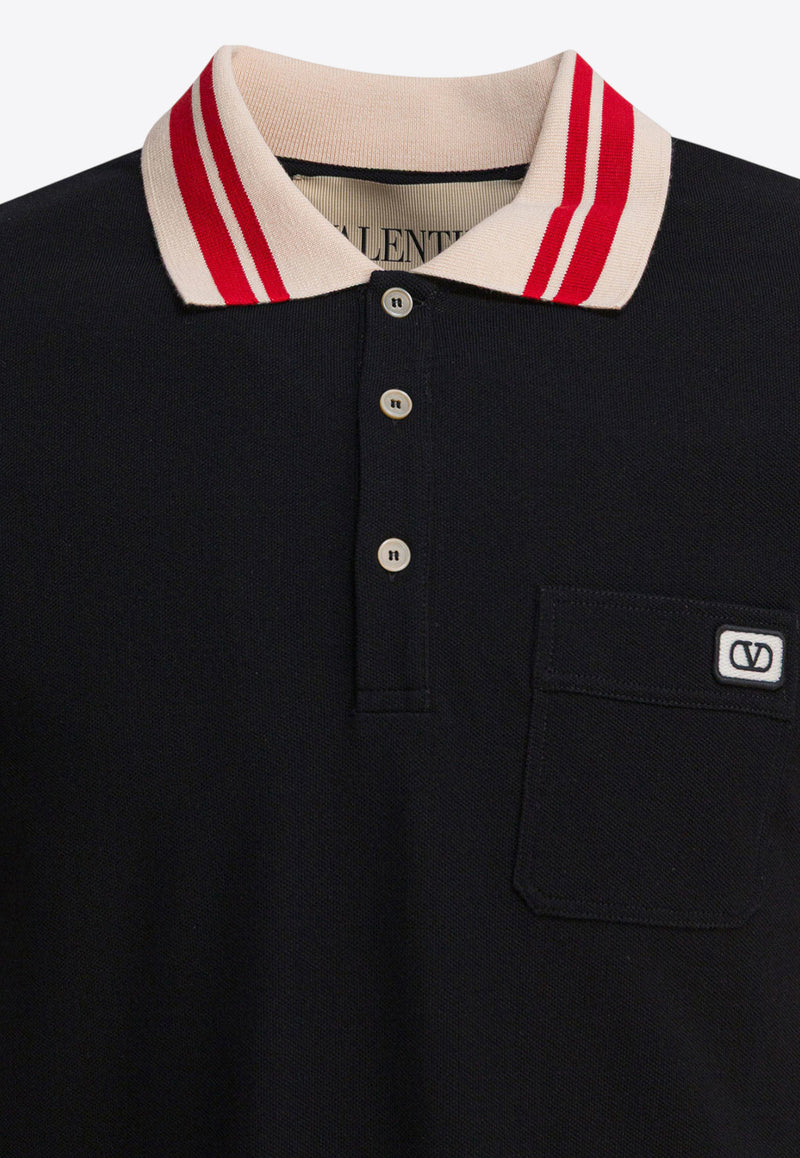 Valentino VLogo Patch Polo T-shirt Black 7V3MH01KB190NO_2f1761d5-7ebd-428c-bdeb-9da13892d1c6