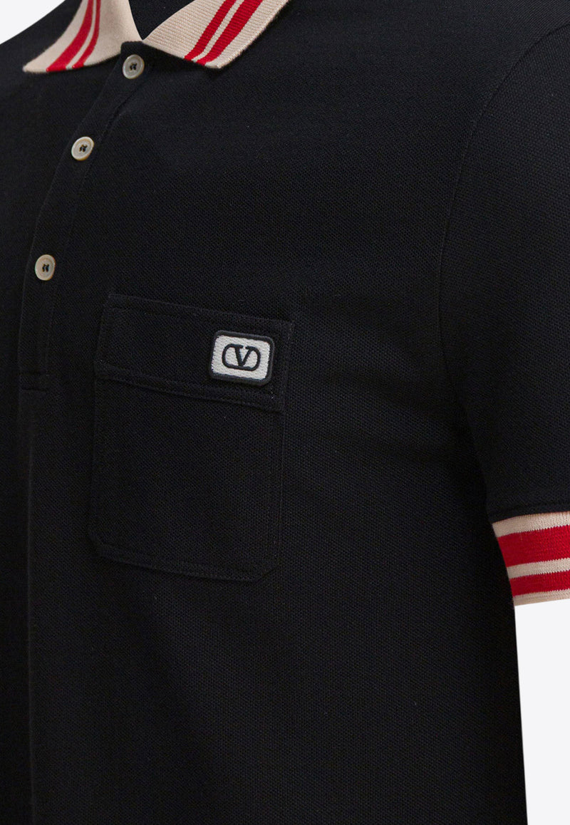 Valentino VLogo Patch Polo T-shirt Black 7V3MH01KB190NO_2f1761d5-7ebd-428c-bdeb-9da13892d1c6