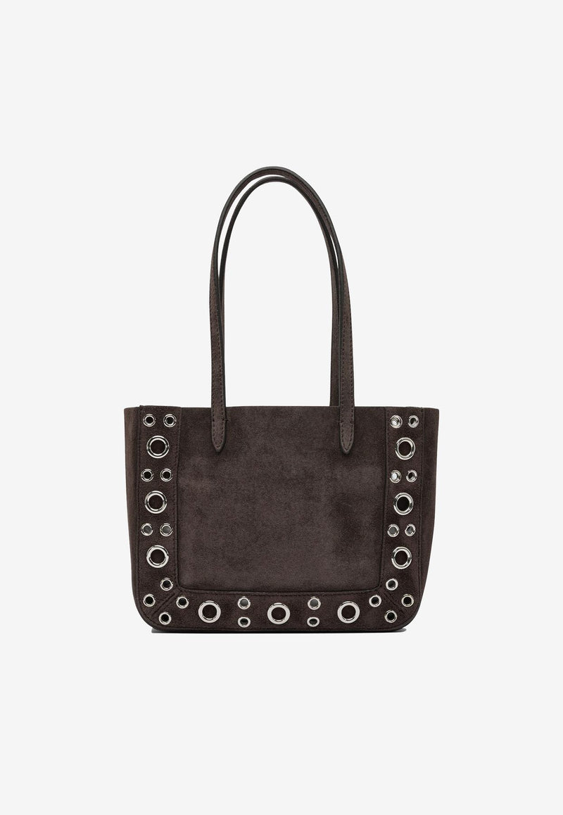 Valentino Mini Nellcôte Studded Suede Tote Bag Brown 7W2B0R89JET0TO_82848