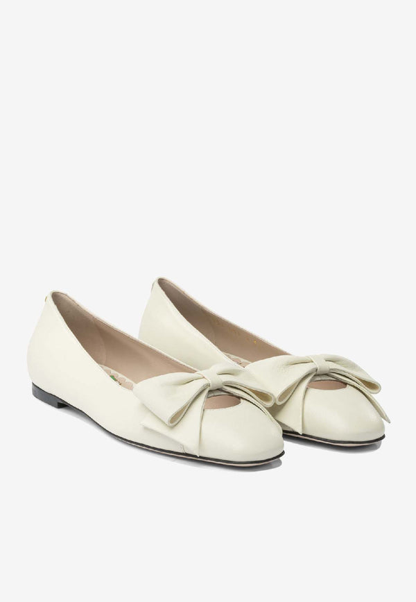 Valentino Bowow Leather Ballet Flats White 7W2S0MS0DDT098_757f7b47-27ac-4698-be0f-fad44b66a93c