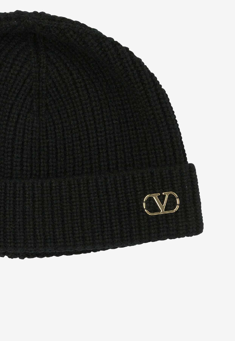 Valentino VLogo Ribbed Beanie Black 7Y2HB02GATZ0NO_83dad983-abbf-43d8-82af-9e91c693ba1a