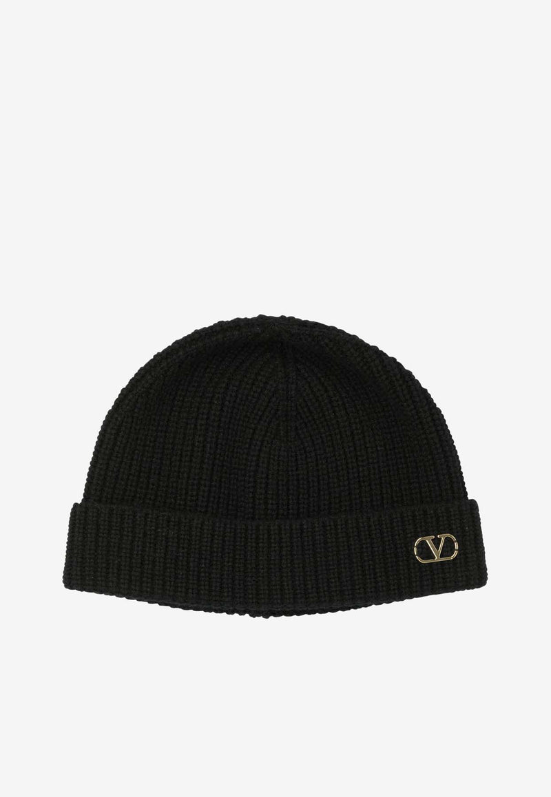 Valentino VLogo Ribbed Beanie Black 7Y2HB02GATZ0NO_83dad983-abbf-43d8-82af-9e91c693ba1a