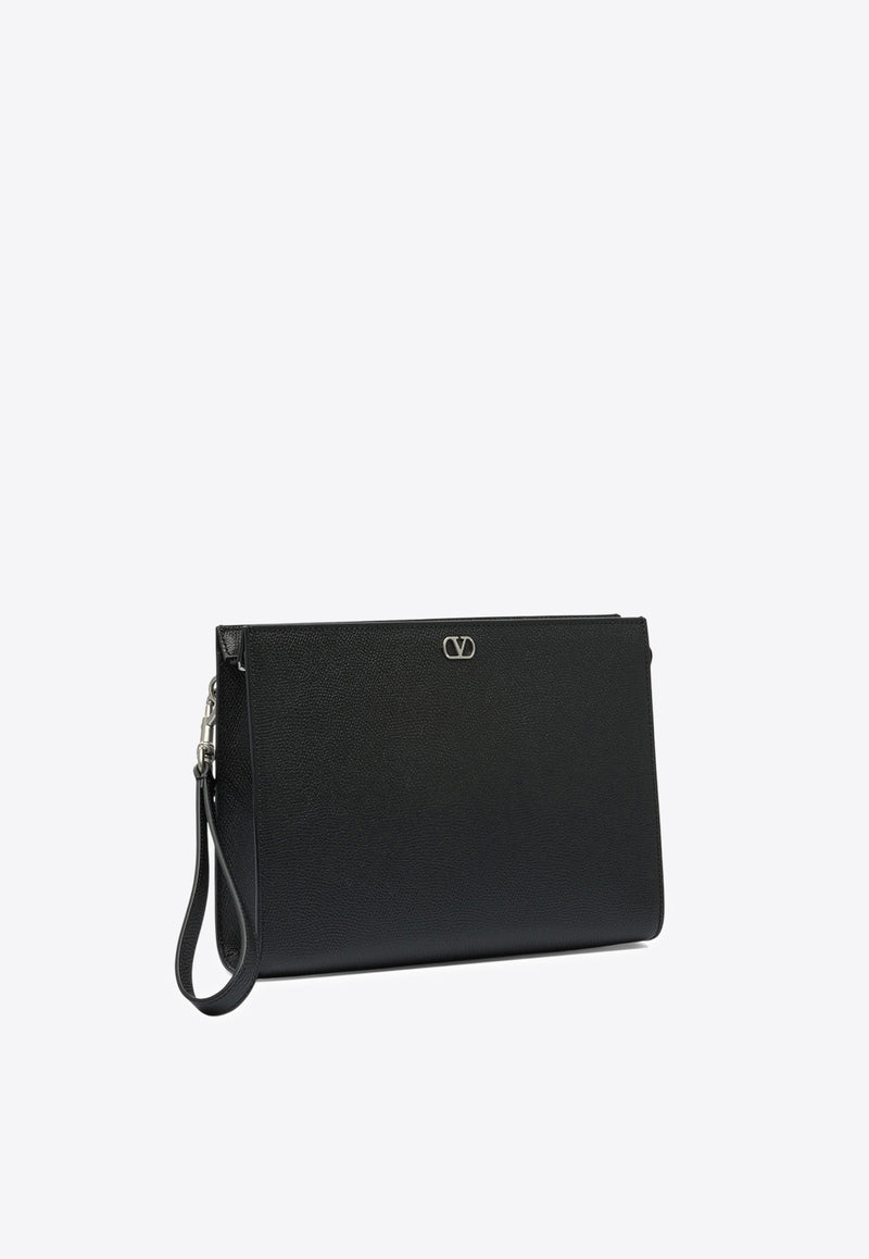 Valentino VLogo Signature Grained Leather Pouch Bag Black 7Y2P0AN7UAG0NO_16872c25-da46-48e7-9091-5f67ac57c144