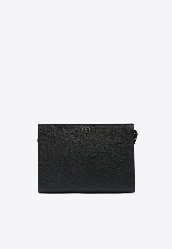 Valentino VLogo Signature Grained Leather Pouch Bag Black 7Y2P0AN7UAG0NO_16872c25-da46-48e7-9091-5f67ac57c144
