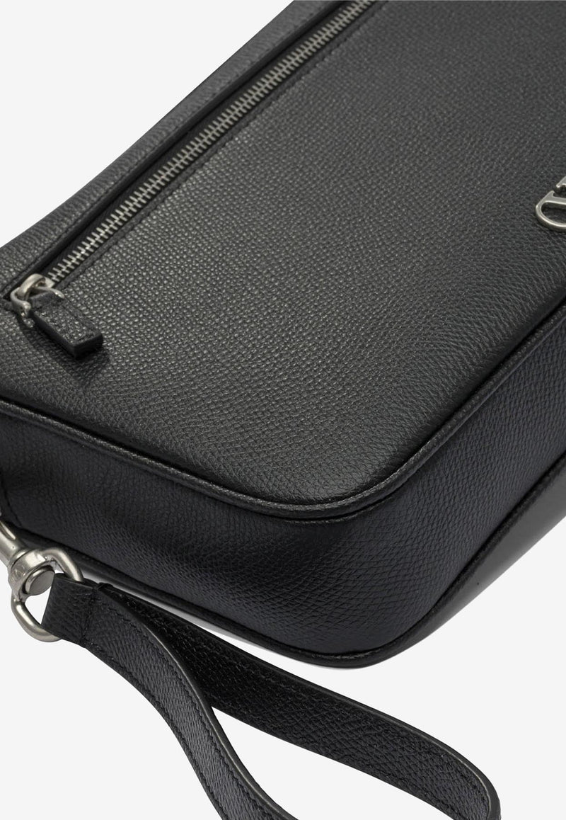 Valentino VLogo Signature Leather Pouch Bag Black 7Y2P0AN8UAG0NO_82615
