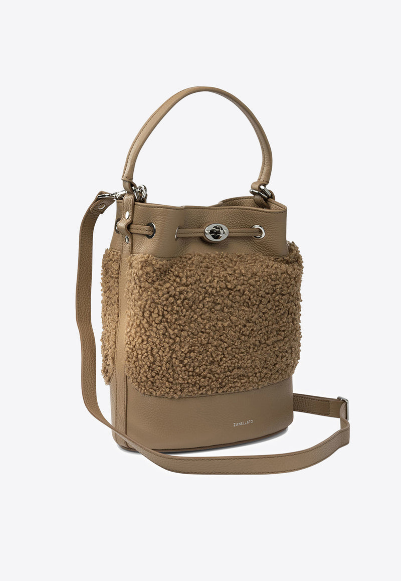 Zanellato Small Monda Shearling Bucket Bag Brown MONDA' DOLLY S0689801110000Z0221_72f7d877-c25c-41f9-aa42-d338b6bdcfd6