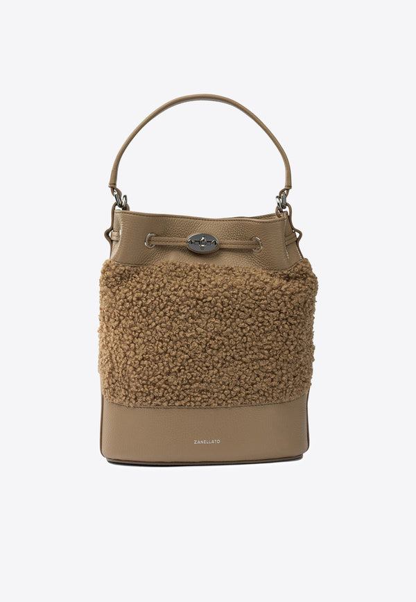 Zanellato Small Monda Shearling Bucket Bag Brown MONDA' DOLLY S0689801110000Z0221_72f7d877-c25c-41f9-aa42-d338b6bdcfd6