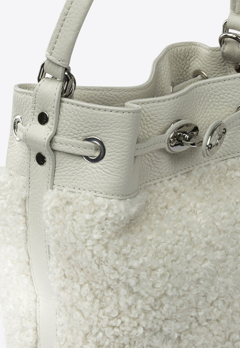 Zanellato Small Monda Shearling Bucket Bag White MONDA' DOLLY S0689801110000Z1110_65a413b9-3018-4a59-a0f4-120e704faaa3