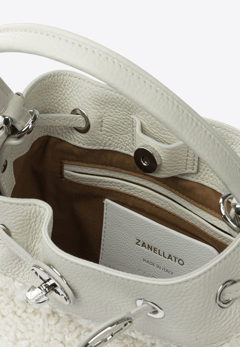 Zanellato Small Monda Shearling Bucket Bag White MONDA' DOLLY S0689801110000Z1110_65a413b9-3018-4a59-a0f4-120e704faaa3