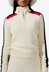 Perfect Moment La Tour Half-Zip Wool Sweater White W3001107BLACK/WHITE