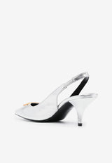 Tom Ford 60 TF Slingback Pumps in Metallic Leather W3164-LSP014G 1G004 Silver