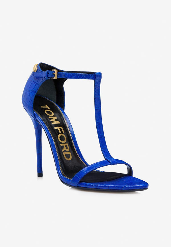 Tom Ford 105 Sandals in Croc-Embossed Leather W3219-LCL125G 1L025 Blue