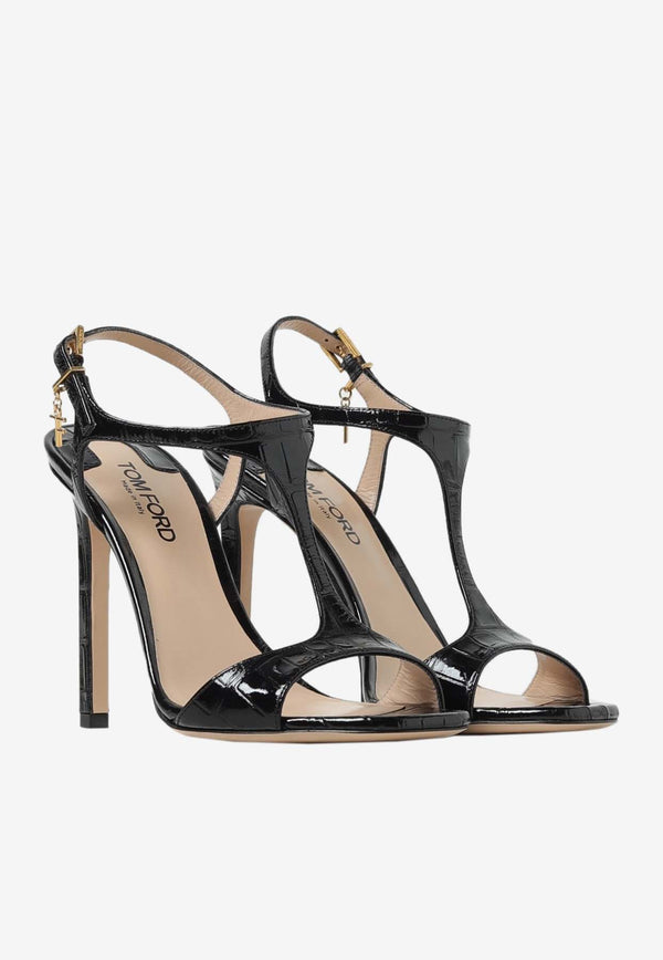 Tom Ford Angelina 105 Croc-Embossed Patent Leather Sandals W3395-LSP035X 1N001