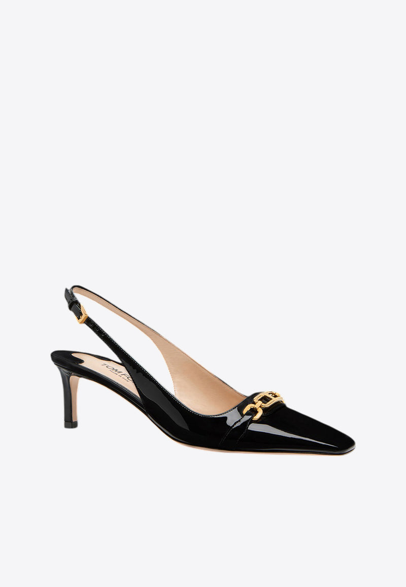 Tom Ford Whitney 55 Patent Leather Slingback Pumps W3522-LCL072G 1N001 Black