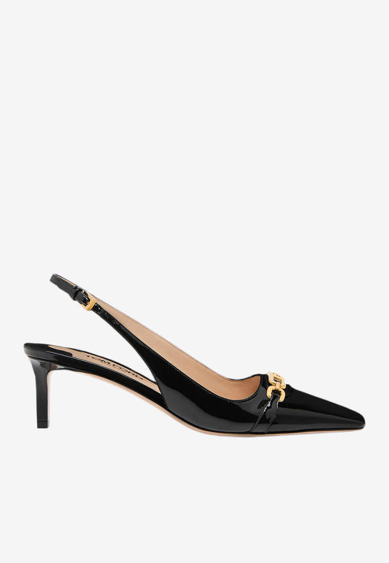 Tom Ford Whitney 55 Patent Leather Slingback Pumps W3522-LCL072G 1N001 Black
