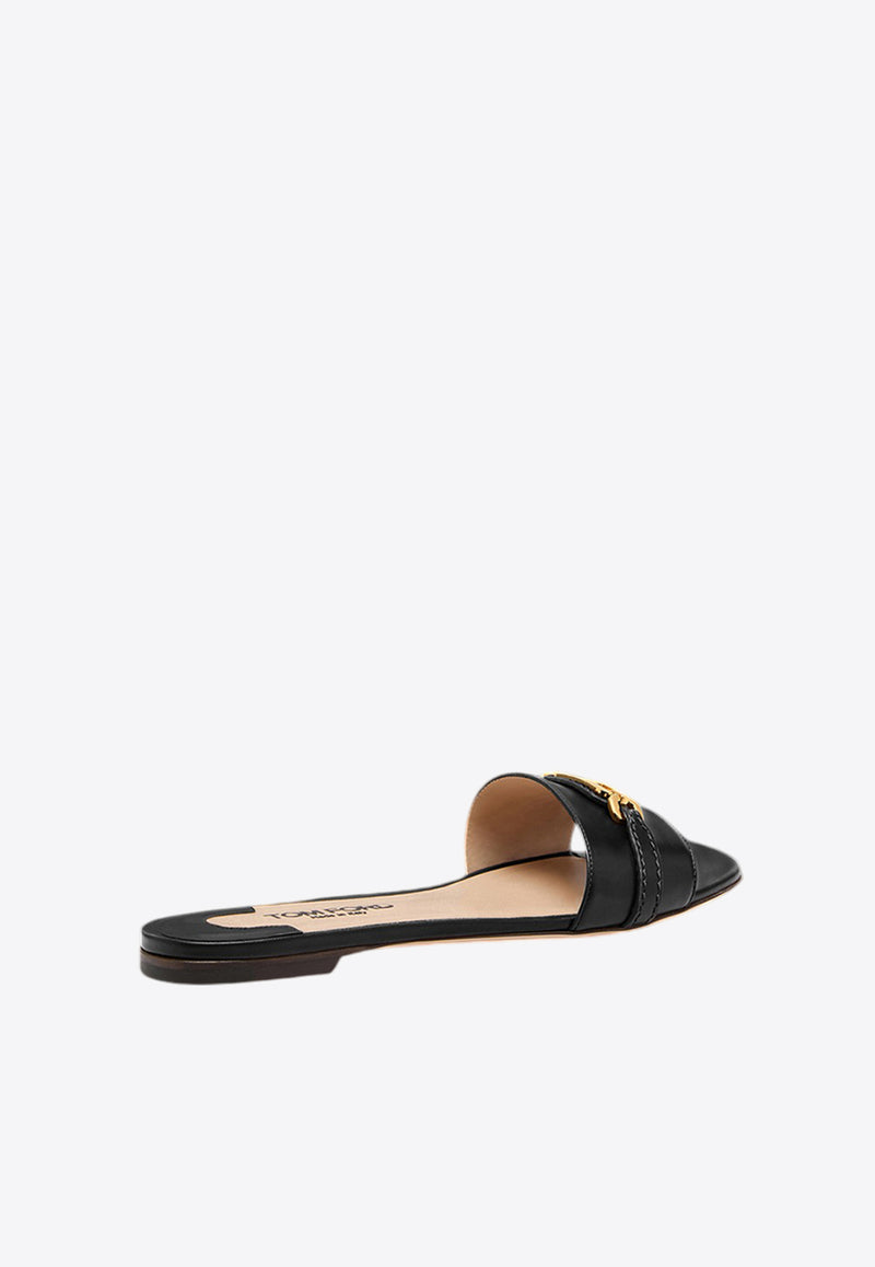 Tom Ford Whitney Leather Slides W3526-LCL002G 1N001 Black