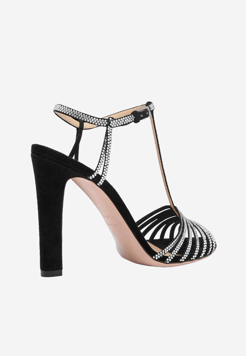 Tom Ford Jerry 105 Crystal-Embellished Suede Sandals W3569-IGO008S 3N001 Black