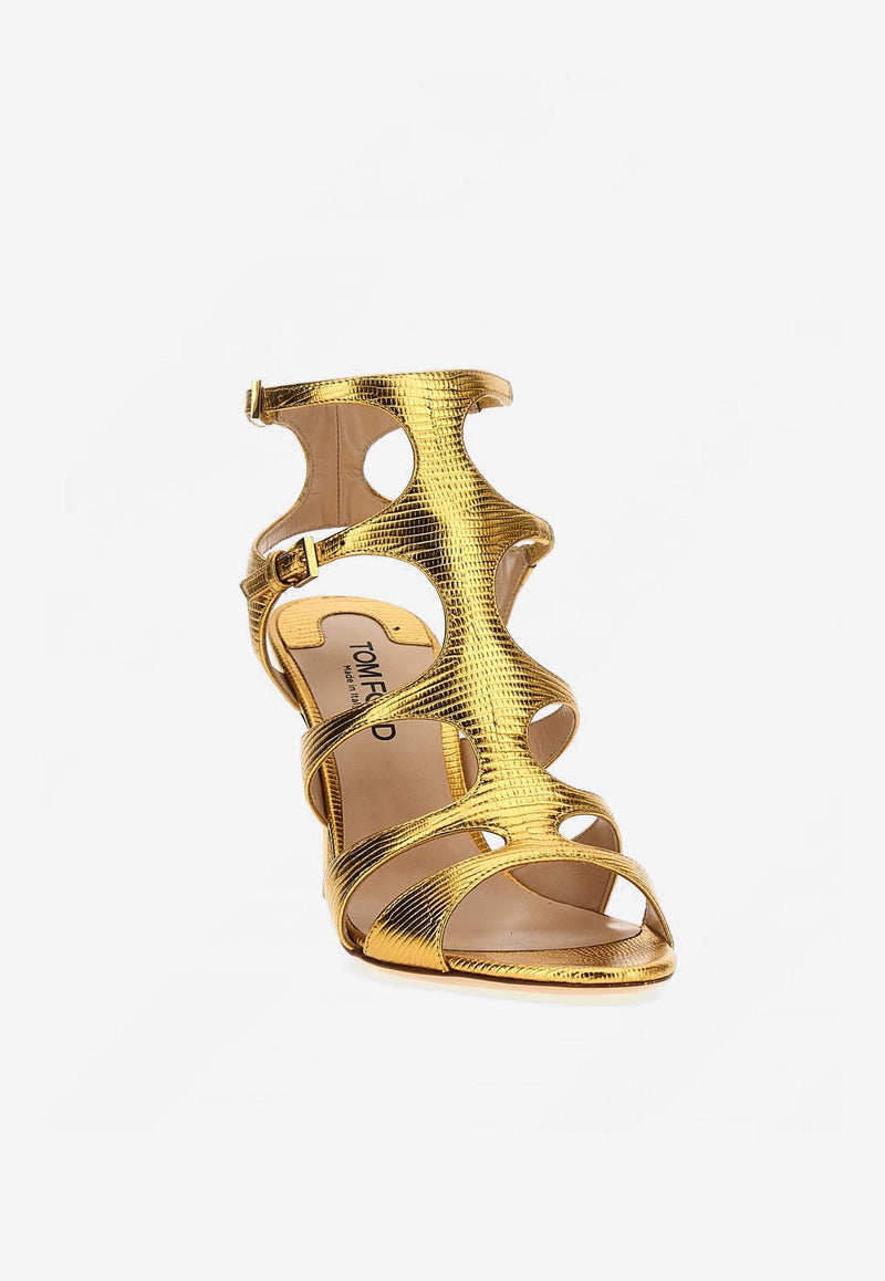 Tom Ford 105 Metallic Leather Sandals W3623-LCL232G 1Y023 Gold