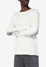 Basketcase Gallery War Printed Crewneck Sweater White WARCO/Q_BASKG-BO